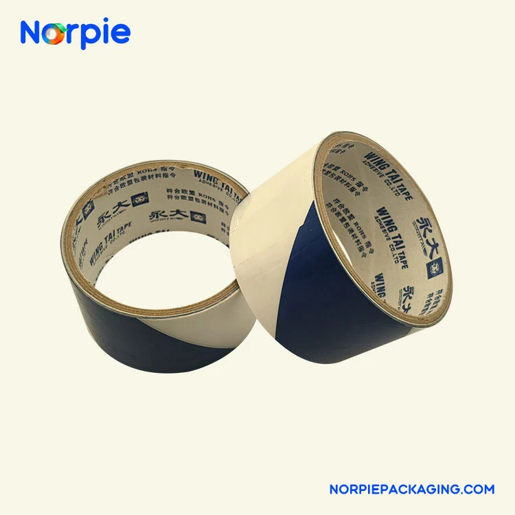 شريط تحذير باللونين الأزرق والأبيض